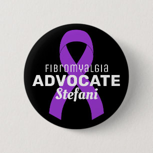 Badge Rond 5 Cm Bouton noir Fibromyalgia Advocate de ruban