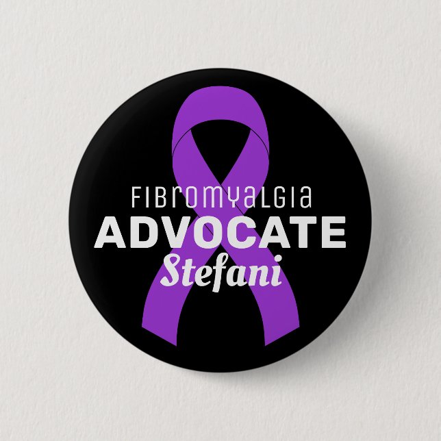 Badge Rond 5 Cm Bouton noir Fibromyalgia Advocate de ruban (Devant)