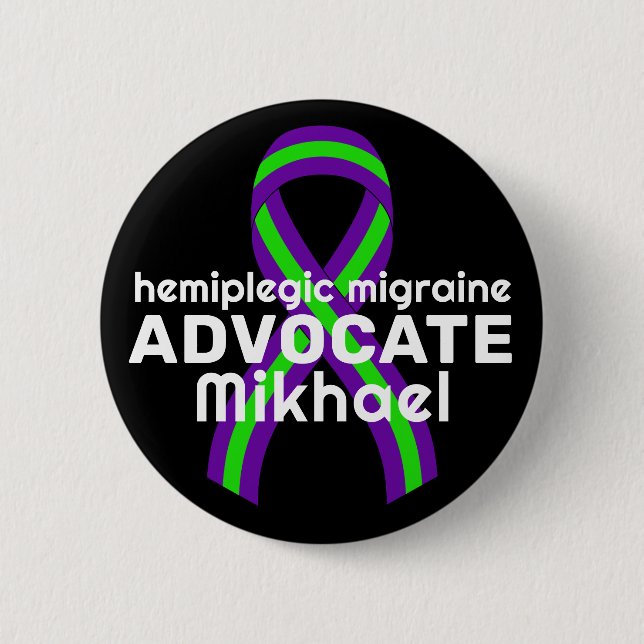 Badge Rond 5 Cm Bouton noir Hemiplegic Migraine Advocate (Devant)