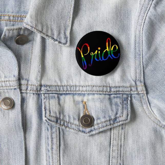 Badge Rond 5 Cm Bouton noir LGBT gay pride (En situation)