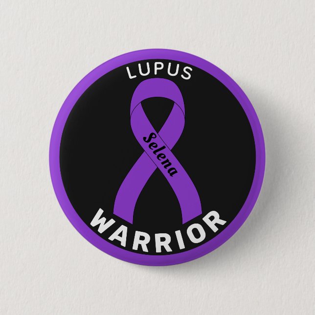 Badge Rond 5 Cm Bouton noir Lupus Warrior (Devant)