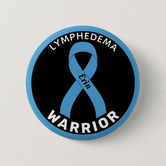 Badge Rond 5 Cm Bouton noir Lymphedema Warrior Ribbon (Devant)