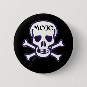 Badge Rond 5 Cm Bouton noir Mojo Skull