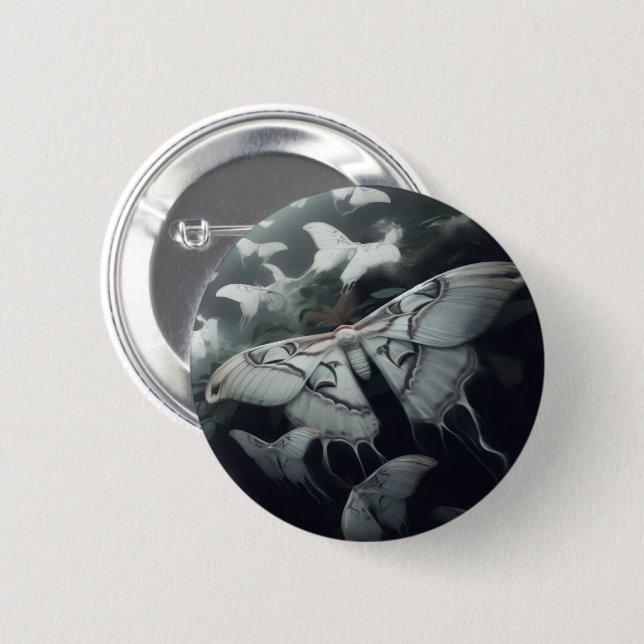 Badge Rond 5 Cm Bouton noir n blanc de teigne (Devant & derrière)