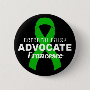 Badge Rond 5 Cm Bouton Noir noir pour l'avocat de la paralysie cér