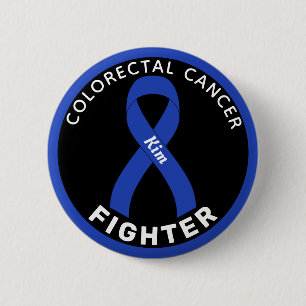 Badge Rond 5 Cm Bouton noir pour combattre le cancer colorectal