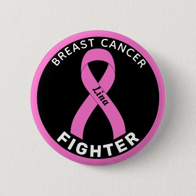 Badge Rond 5 Cm Bouton noir pour combattre le cancer du sein (Devant)