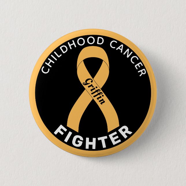 Badge Rond 5 Cm Bouton noir pour Lutte contre le cancer chez l'enf (Devant)