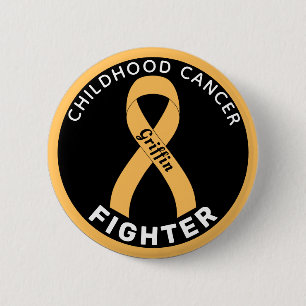 Badge Rond 5 Cm Bouton noir pour Lutte contre le cancer chez l'enf