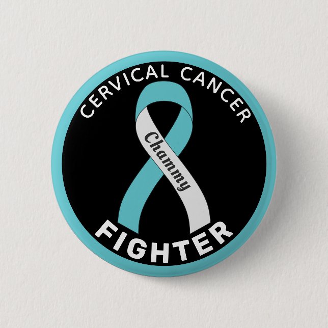 Badge Rond 5 Cm Bouton noir pour Lutte contre le cancer du col uté (Devant)
