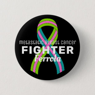 Badge Rond 5 Cm Bouton noir ruban contre le cancer du sein métasta
