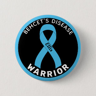 Badge Rond 5 Cm Bouton noir Ruban guerrier de Behcet's Disease