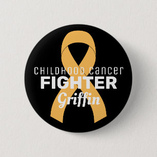 Badge Rond 5 Cm Bouton noir Ruban pour cancer de l'enfant