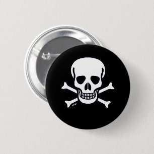 Badge Rond 5 Cm Bouton noir Skull n Bones