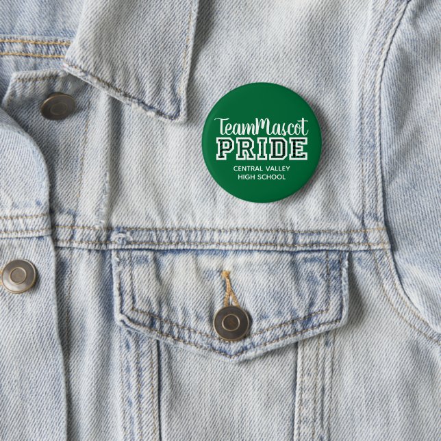 Badge Rond 5 Cm Bouton Nom de la mascotte Green School Pride (En situation)