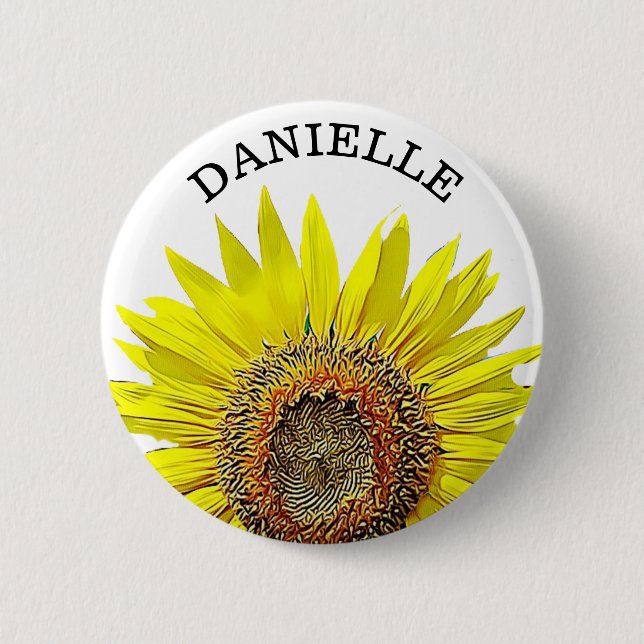 Badge Rond 5 Cm Bouton Nom de tournesol personnalisé (Devant)