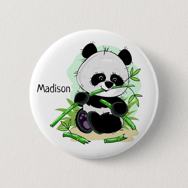 Badge Rond 5 Cm Bouton Nom personnalisé Cute Panda (Devant)