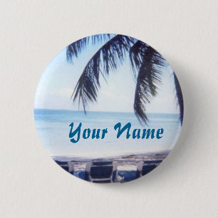 Badge Rond 5 Cm Bouton nommé de plage