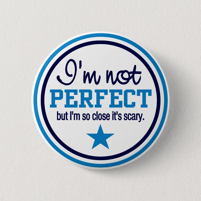 Badge Rond 5 Cm Bouton NON PARFAIT - bleu (Devant)