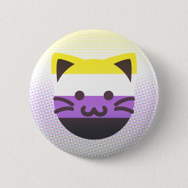 Badge Rond 5 Cm bouton nonbinary de chat de fierté (Devant)