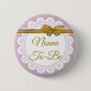 Badge Rond 5 Cm Bouton Nonna To Be Baby shower Purple & Gold