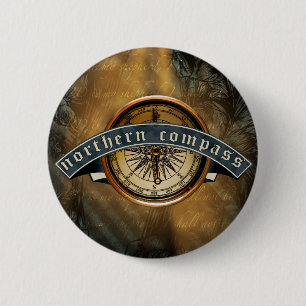 Badge Rond 5 Cm Bouton nord de la boussole