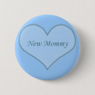 Badge Rond 5 Cm Bouton Nouvelle maman, Bleu