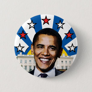 Badge Rond 5 Cm Bouton Obama Sunrise Stars and Stripes