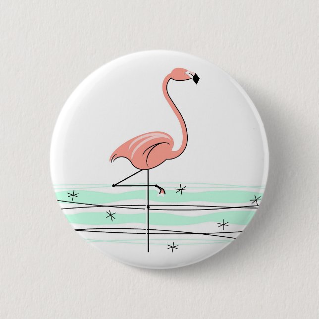 Badge Rond 5 Cm Bouton Océan Flamant rose (Devant)
