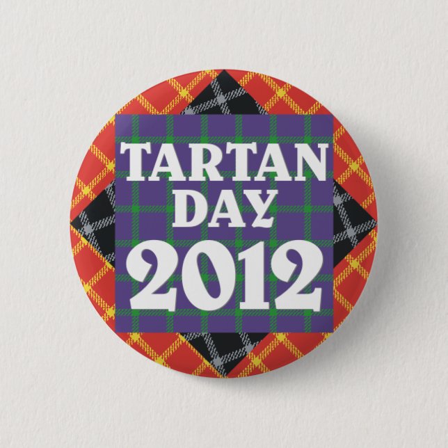 Badge Rond 5 Cm Bouton officiel du jour 2012 de tartan (Devant)