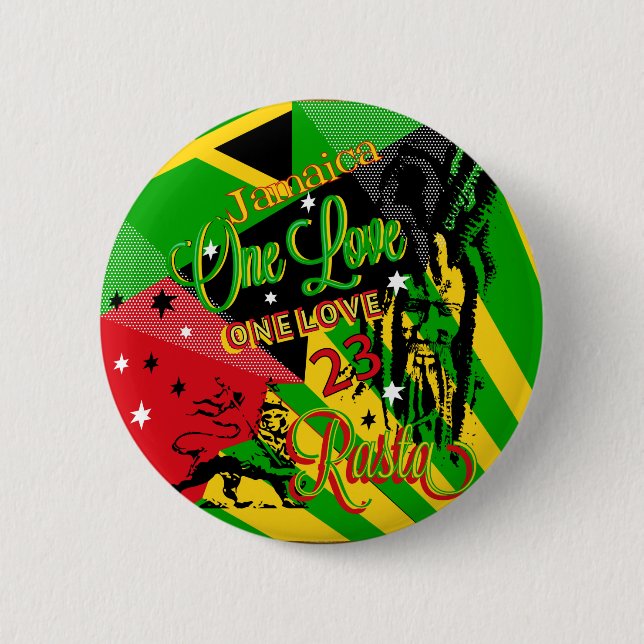 Badge Rond 5 Cm Bouton One Love Reggae Party (Devant)