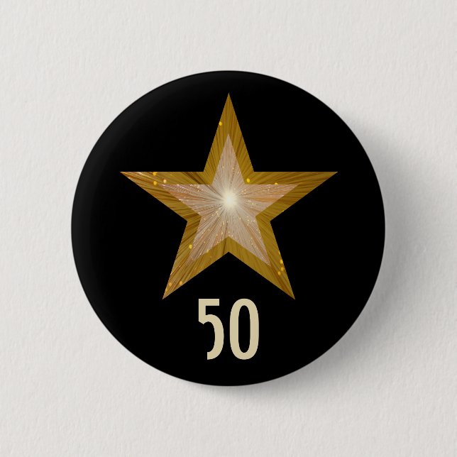 Badge Rond 5 Cm Bouton "Or" étoile "Age" noir (Devant)