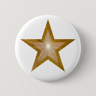 Badge Rond 5 Cm Bouton "Or" étoile blanc