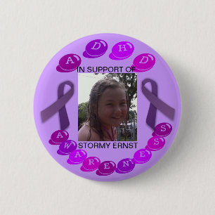 Badge Rond 5 Cm Bouton orageux de conscience de TDAH