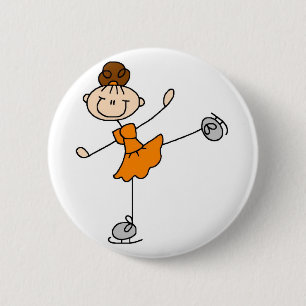 Badge Rond 5 Cm Bouton orange de patineur artistique