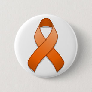 Badge Rond 5 Cm Bouton orange de ruban de conscience