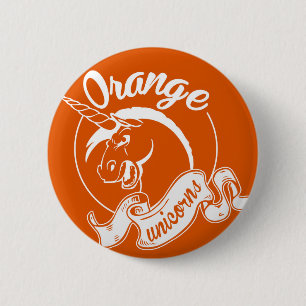 Badge Rond 5 Cm Bouton orange d'équipe de licornes