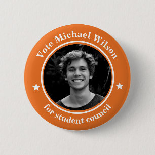 Badge Rond 5 Cm Bouton Orange du syndicat étudiant photo personnal