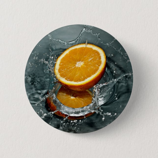 Badge Rond 5 Cm Bouton Orange Splash (Devant)