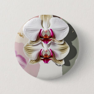 Badge Rond 5 Cm Bouton Orchidée brillante en fleur