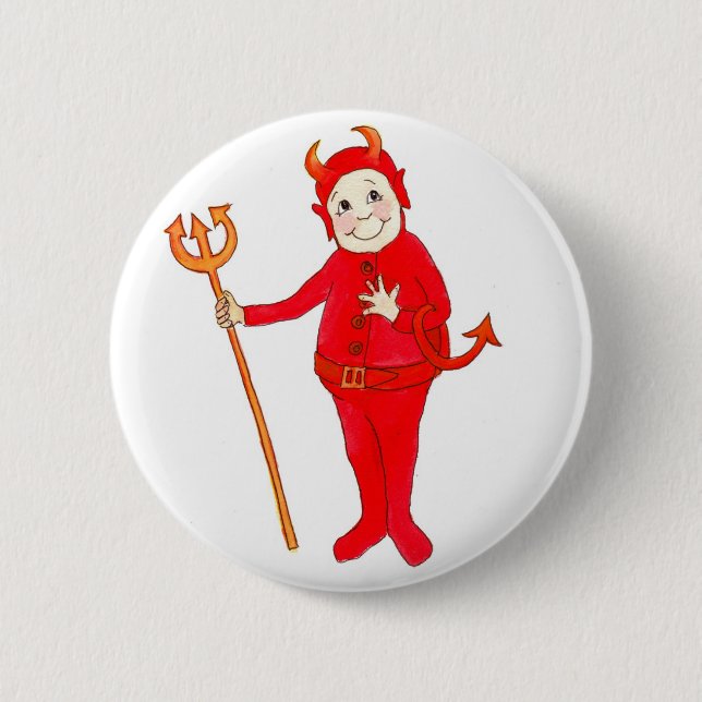 Badge Rond 5 Cm Bouton ou insigne de "petit diable rouge" (Devant)