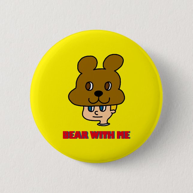 Badge Rond 5 Cm Bouton Ours avec moi (Devant)