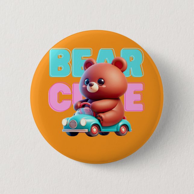Badge Rond 5 Cm Bouton Ours Cute (Devant)