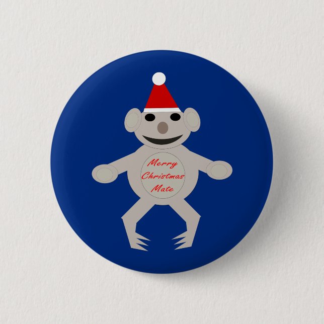 Badge Rond 5 Cm Bouton Ours Koala de Noël australien (Devant)