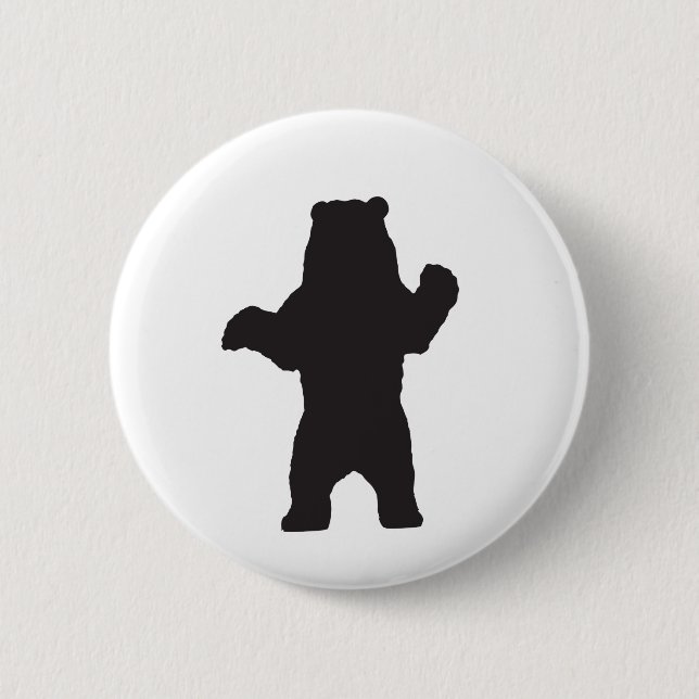 Badge Rond 5 Cm Bouton Ours Noir (Devant)