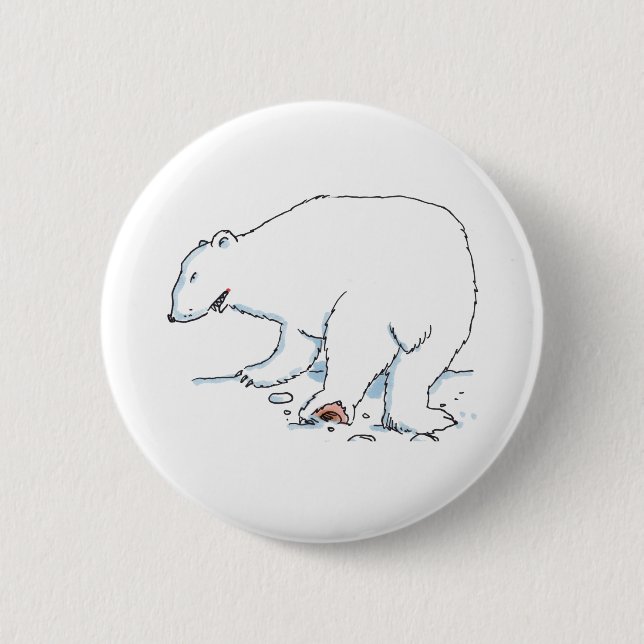 Badge Rond 5 Cm Bouton Ours polaire (Devant)