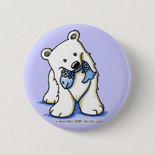 Badge Rond 5 Cm Bouton Ours polaire