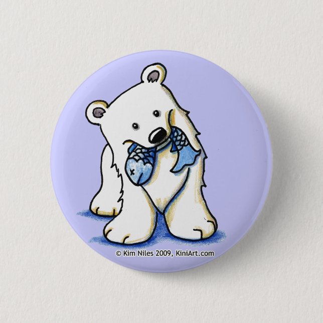 Badge Rond 5 Cm Bouton Ours polaire (Devant)