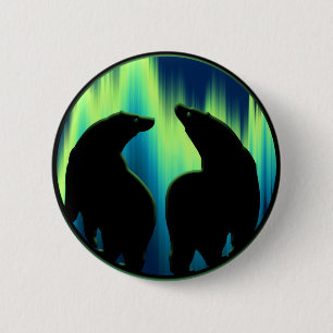 Badge Rond 5 Cm Bouton Ours Polaire / Bouton Art Faune Pinceau