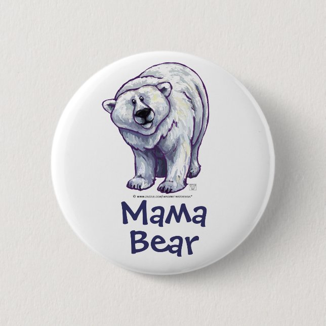 Badge Rond 5 Cm Bouton Ours Polaire de maman (Devant)
